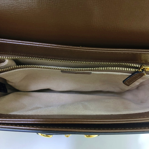 Horsebit 1955 Medium Monogram Coated Canvas Beige