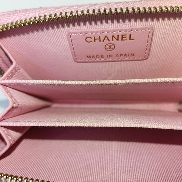 Quilted Grained Calfskin Wallet Pink