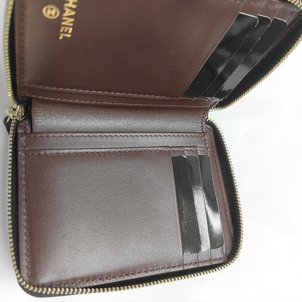 Quilted Grained Calfskin Wallet Black