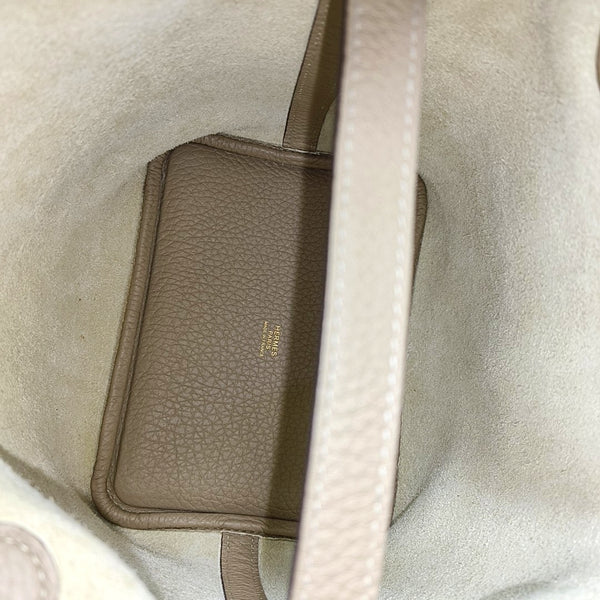 Authenticated pre-owned Picotin Lock 18 Clemence Beige - Bucket Bag at Looply