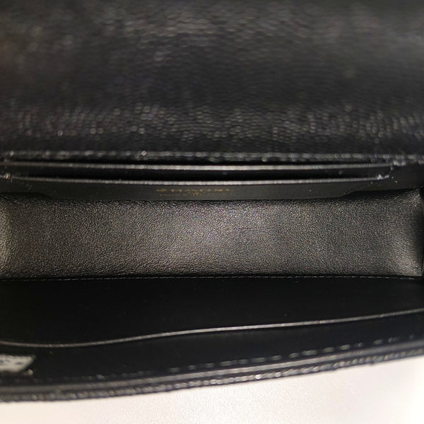 Quilted Grained Calfskin Shoulder Bag Large Black