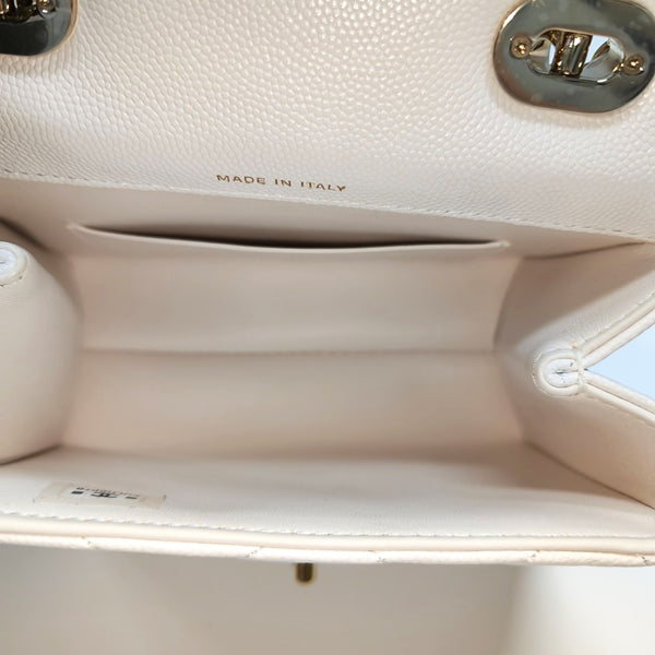 CLASSIC FLAP Mini Quilted Grained Calfskin White