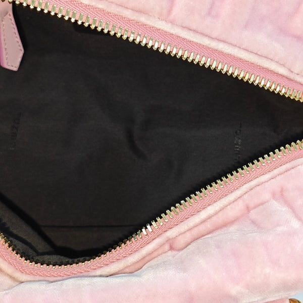 Monogram Velvet Crossbody Bag Pink