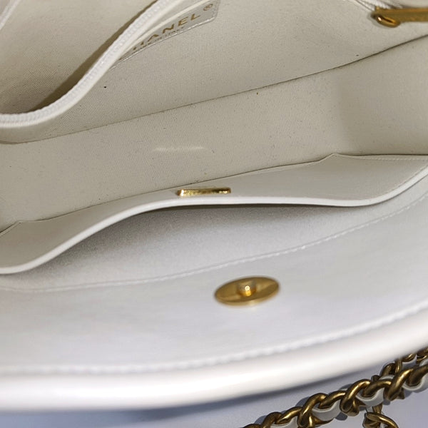 Quilted Calfskin Shoulder Bag Small White