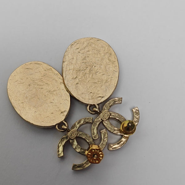 CC Logo Metal Gold Stud Earrings