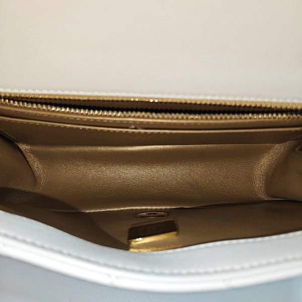 Quilted Lambskin Shoulder Bag White