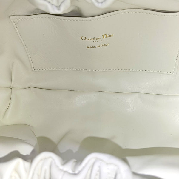 Cannage Calfskin Shoulder Bag White