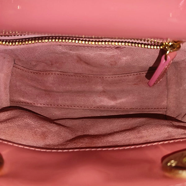 Lady Dior Mini Cannage Patent Leather Pink