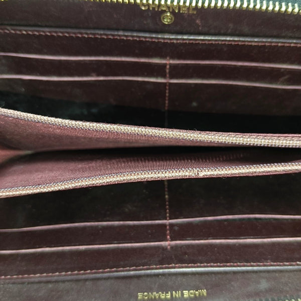 Quilted Grained Calfskin Wallet Black