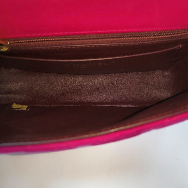 Quilted Fabric Shoulder Bag Pink
