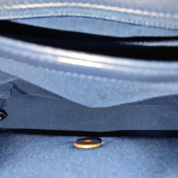 Chevron Calfskin Shoulder Bag Blue