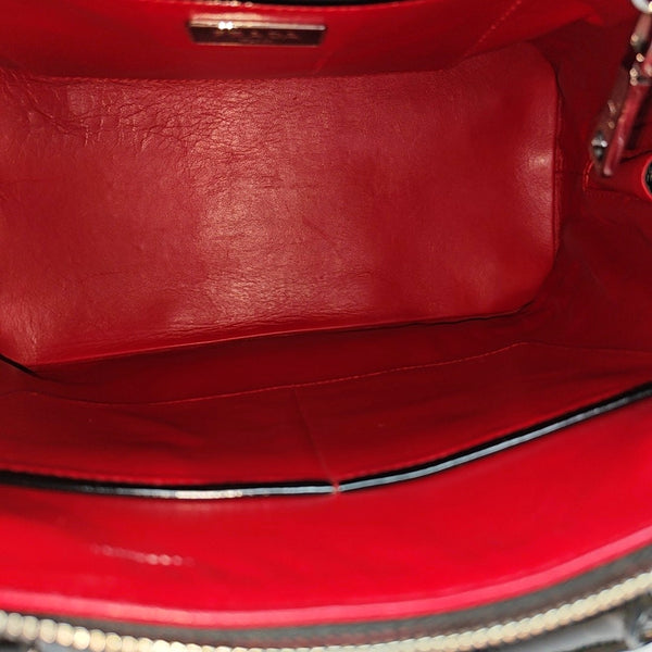 Patent Leather Top Handle Bag Black