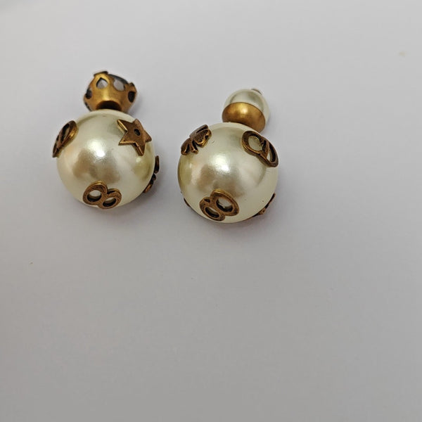 Dior Tribales Metal White Stud Earrings
