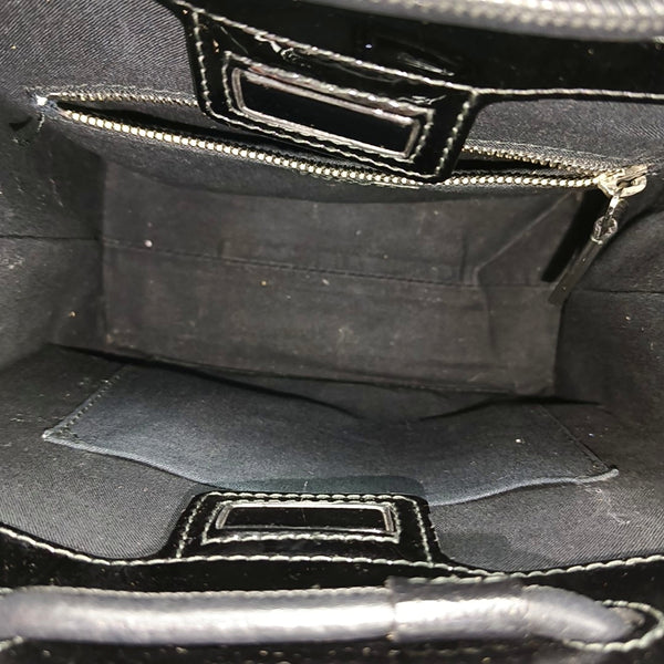 Shopping Bag Super Mini Patent Leather Black