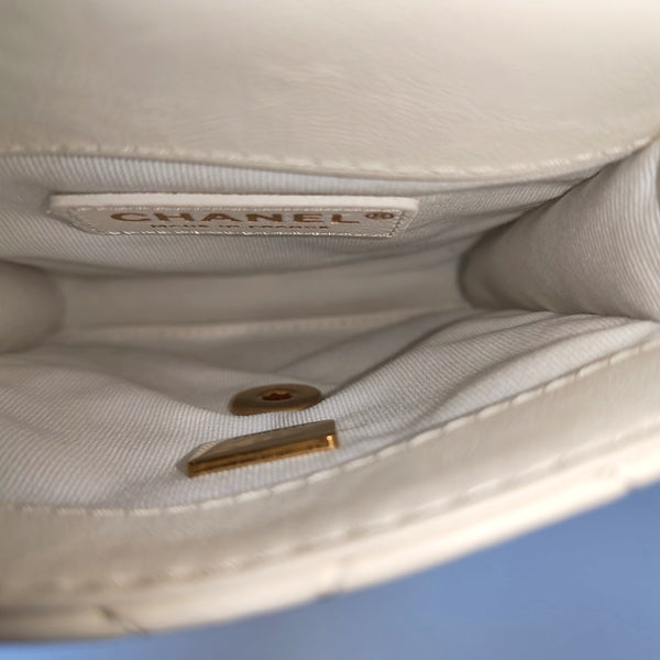 Quilted Calfskin Shoulder Bag Mini White