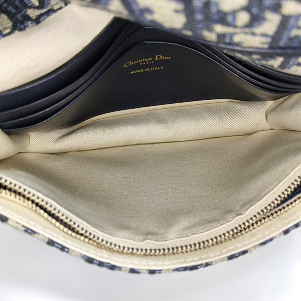 Authenticated pre-owned Saddle Medium Oblique Canvas Blue - Shoulder Bag at Looply