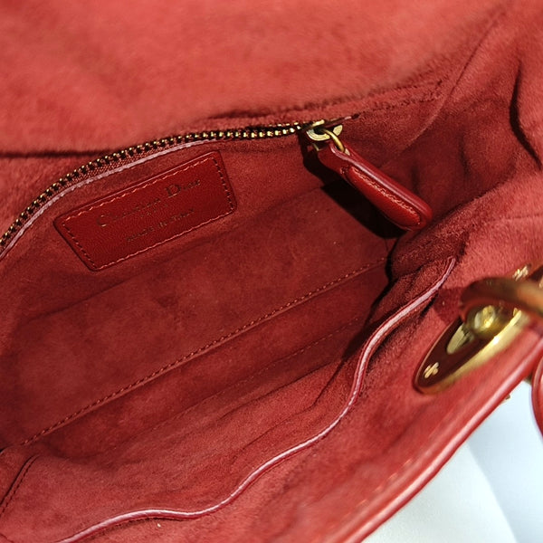 Authenticated pre-owned Lady Dior Mini Cannage Lambskin Red - Tote Bag at Looply