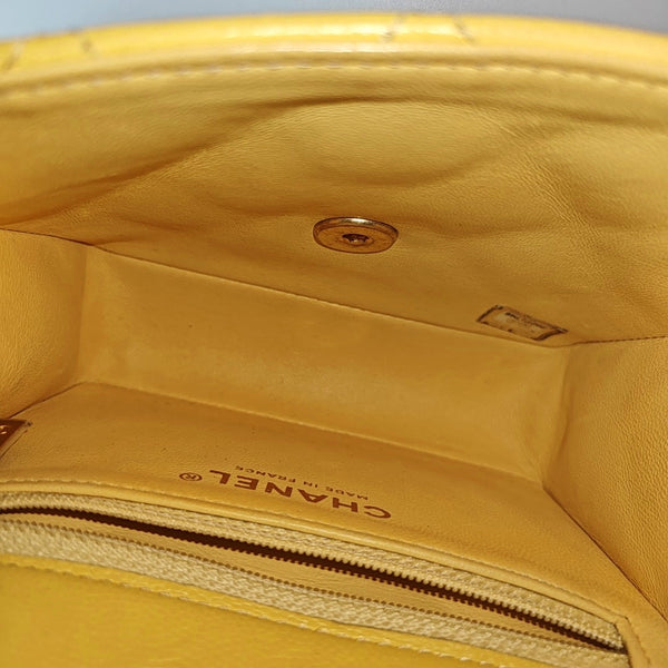 Quilted Grained Calfskin Shoulder Bag Yellow