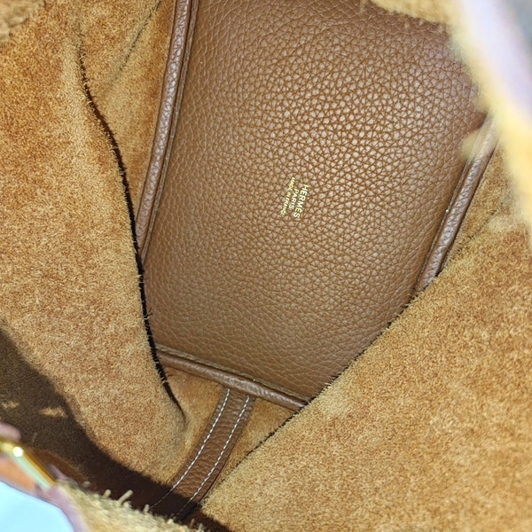 Authenticated pre-owned Picotin Lock 18 Clemence Brown - Bucket Bag at Looply