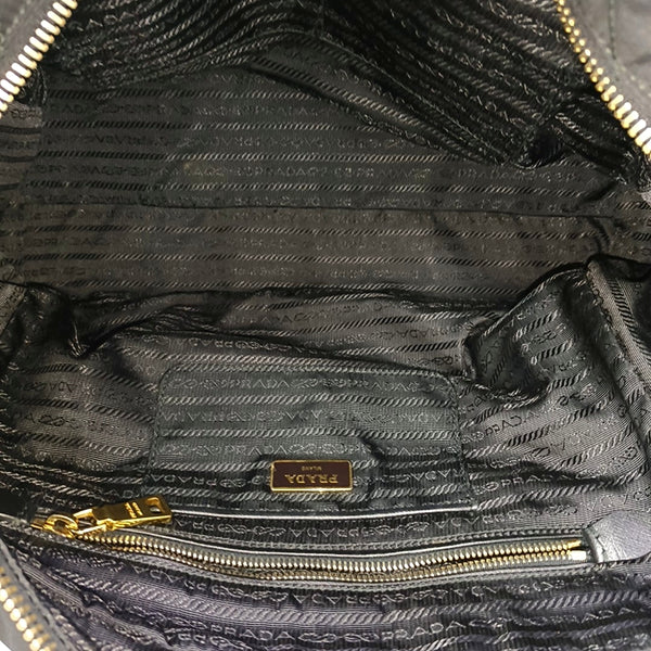 Quilted Nylon Shoulder Bag Black