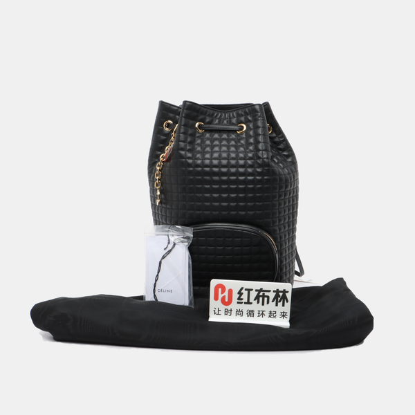 C CHARM Quilted Calfskin Black