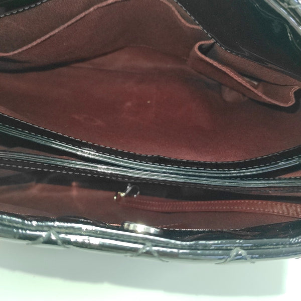 JUST MADEMOISELLE Large Quilted Patent Leather Black