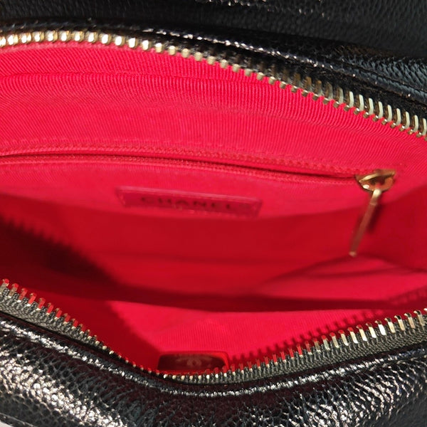 Quilted Grained Calfskin Backpack Black