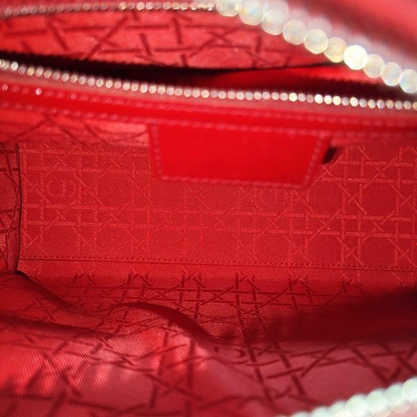 Lady Dior Medium Cannage Patent Leather Red