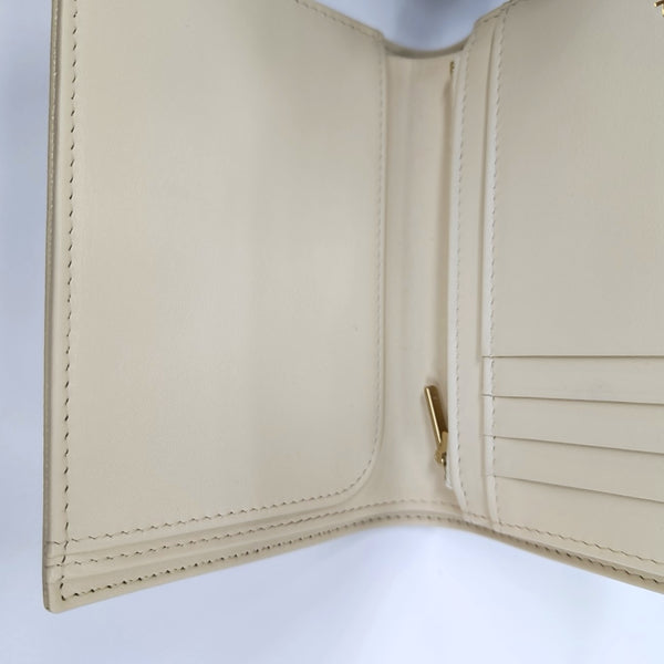 Quilted Grained Calfskin Wallet Beige