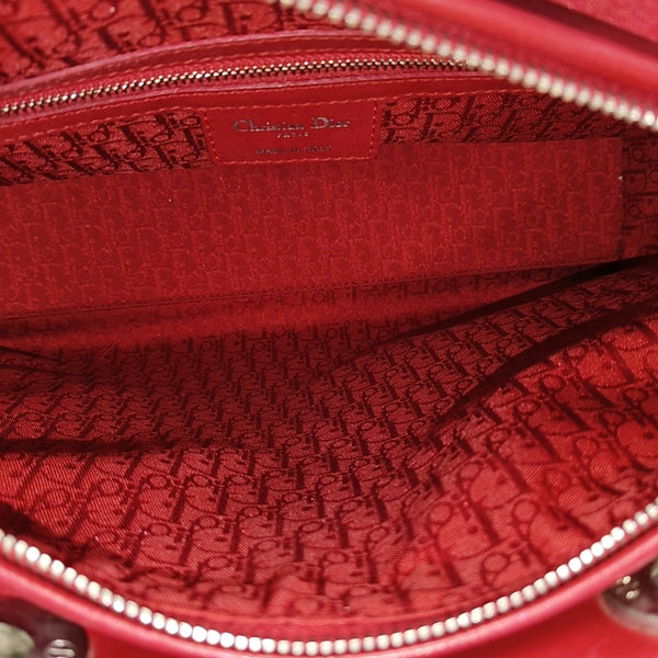Authenticated pre-owned Lady Dior Large Lambskin Red - Tote Bag at Looply