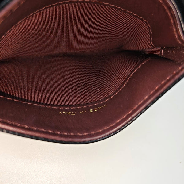 Quilted Grained Calfskin Card Holder Black
