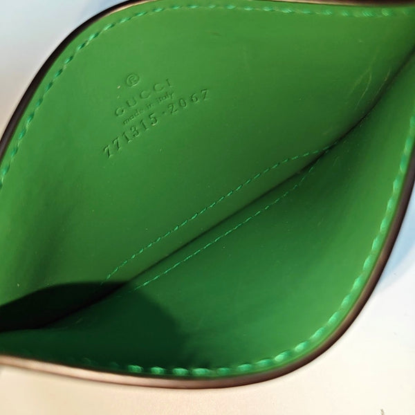 Signature Monogram Calfskin Green Card Holder