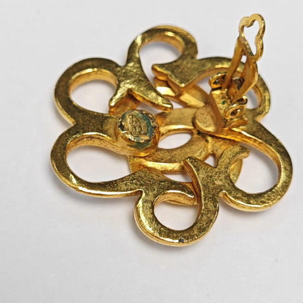 CC Logo Metal Gold Clip On Earrings
