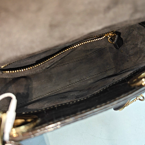 Lady Dior Mini Crocodile Brown