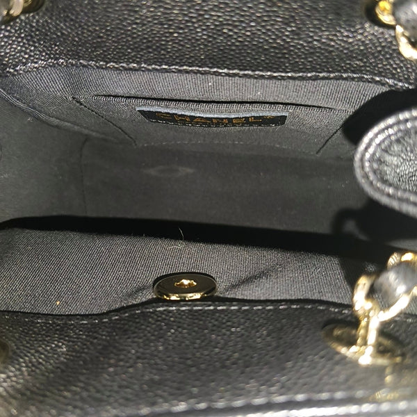 Quilted Grained Calfskin Backpack Small Black