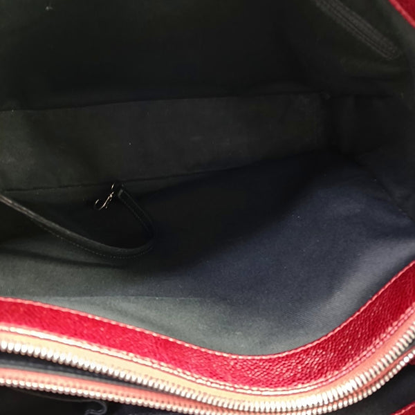 Quilted Grained Calfskin Tote Bag Red