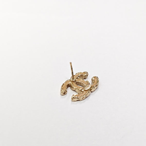 CC Logo Metal Gold Stud Earrings