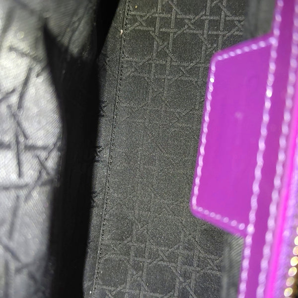Lady Dior Medium Cannage Patent Leather Purple