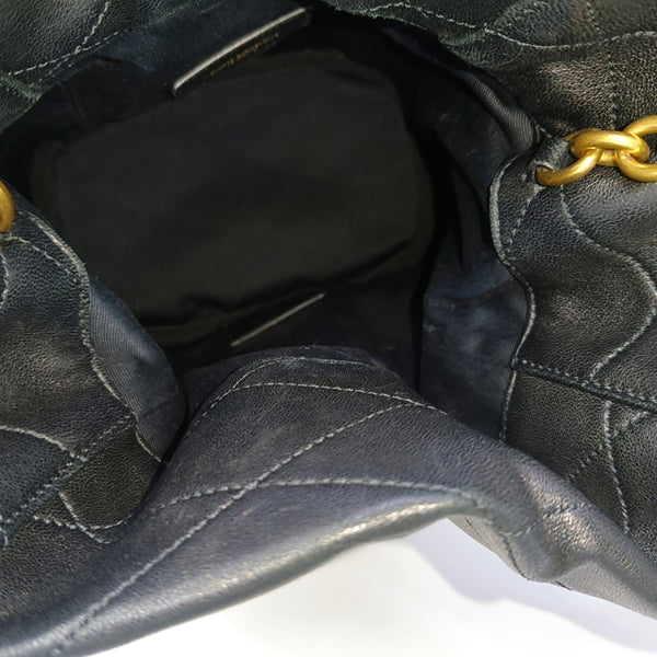 Quilted Lambskin Bucket Bag Black