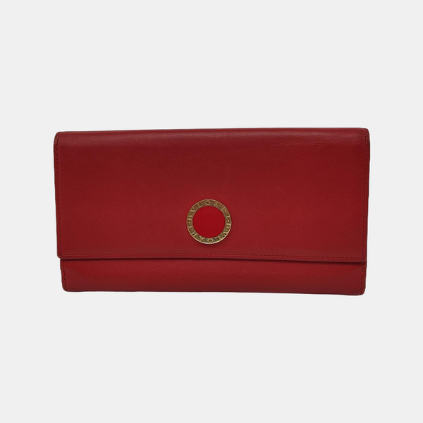 BVLGARI Calfskin Red Wallet
