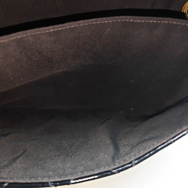 Quilted Patent Leather Shoulder Bag Black