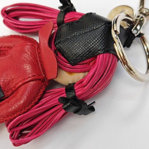 Leather Bag Charm Red