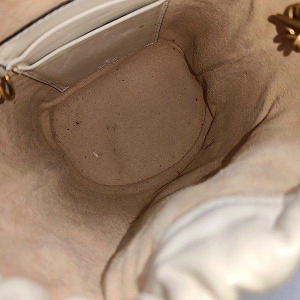 Authenticated pre-owned GG Marmont Mini Quilted Calfskin White - Bucket Bag at Looply