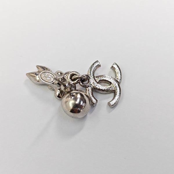 CC Logo Metal Silver Stud Earrings