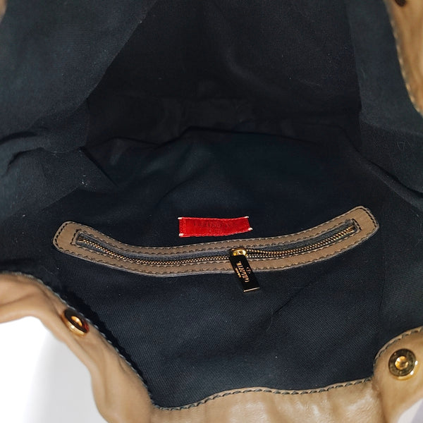 Lambskin Top Handle Bag Brown