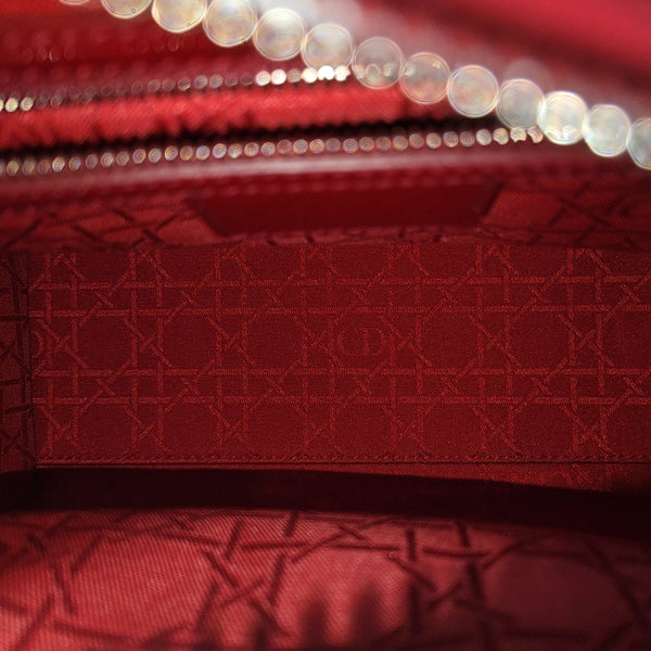 Lady Dior Medium Cannage Patent Leather Red