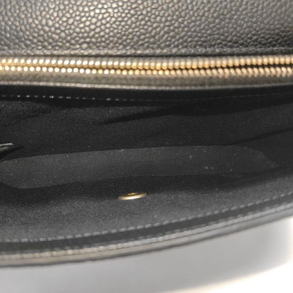 Quilted Grained Calfskin Shoulder Bag Black