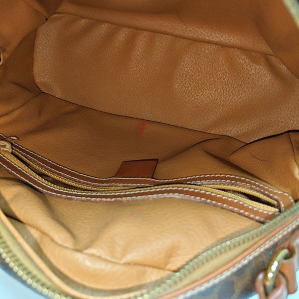 Coated Canvas Top Handle Bag Brown