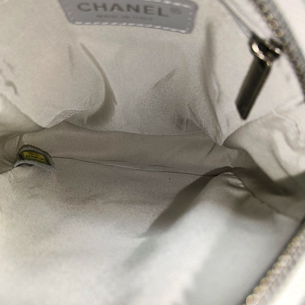 Quilted Grained Calfskin Shoulder Bag Silver