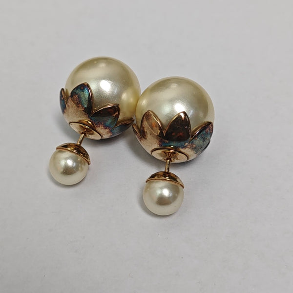 Dior Tribales Metal White Stud Earrings